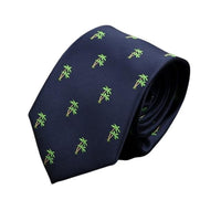 Navy Blue with Lime Green Palm Trees Novelty Skinny Tie